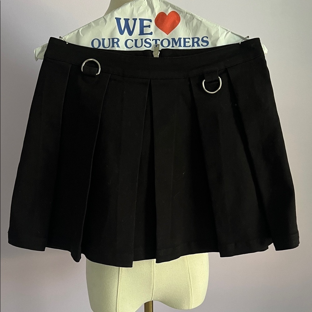 Current Mood Black Skater Skirt with Ring Details